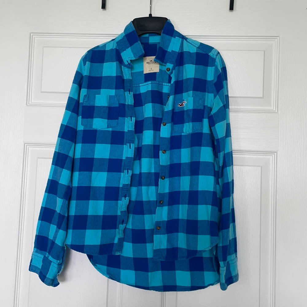 Blue & teal flannel, size S
